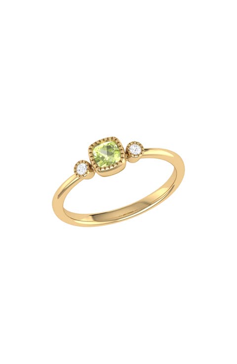 La Vie Cushion Cut Peridot & Diamond Accent Ring