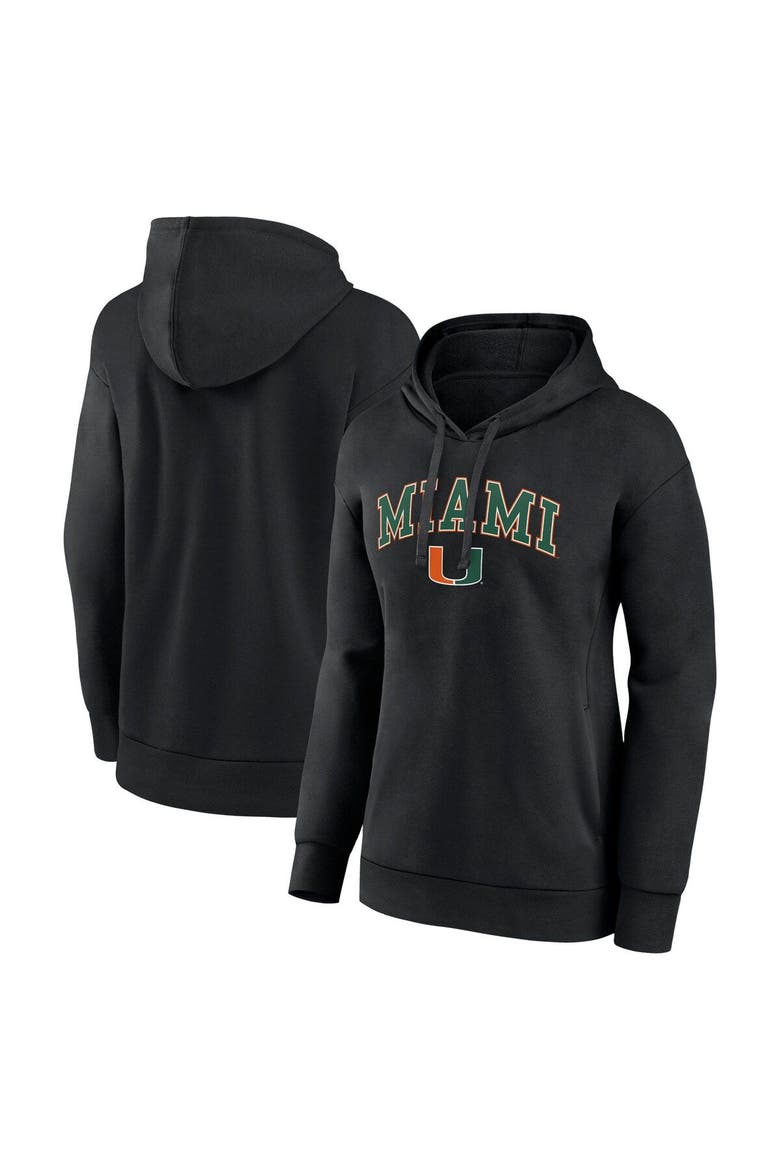 Women's Fanatics Branded Black Miami Hurricanes Evergreen Campus Pullover Hoodie, Main, color, Black