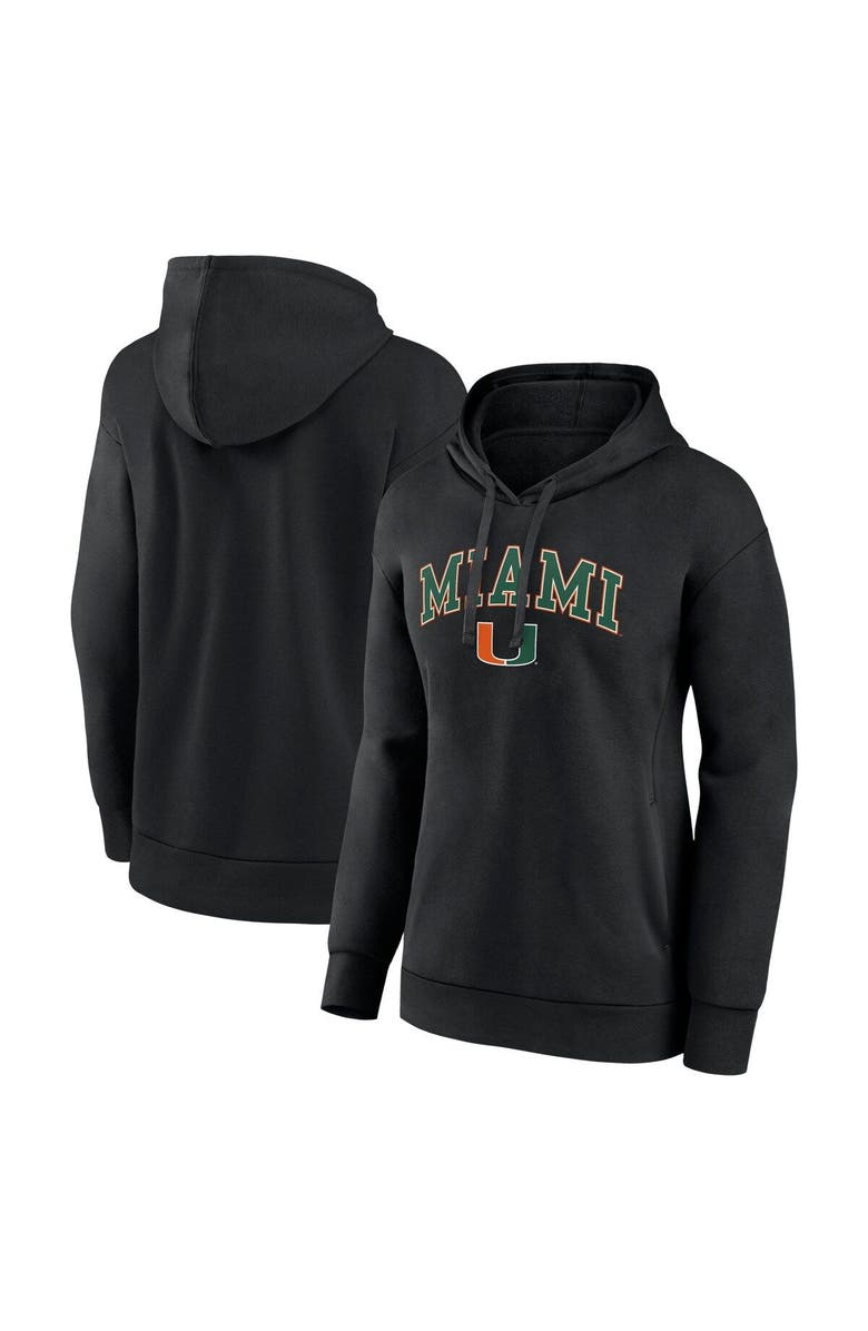 FANATICS Women's Fanatics Branded Black Miami Hurricanes Evergreen Campus Pullover Hoodie, Main, color, 