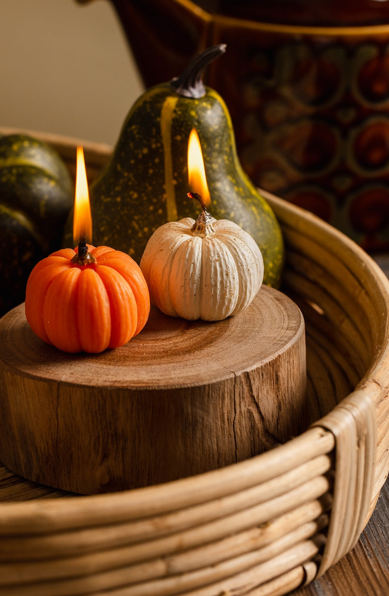 Southlake gifts Autumn Pumpkin Candles, Alternate, color, Orange / Off-White