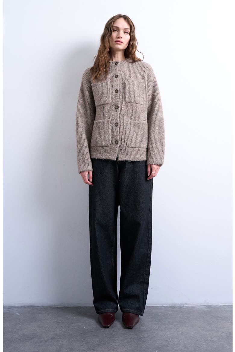 Double Pocket Cardigan, Alternate, color, STONE