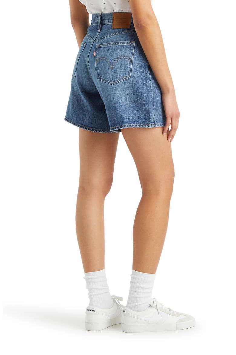 Baggy High Waist Mid Thigh Denim Shorts, Alternate, color, WORN MEMORY SHORT