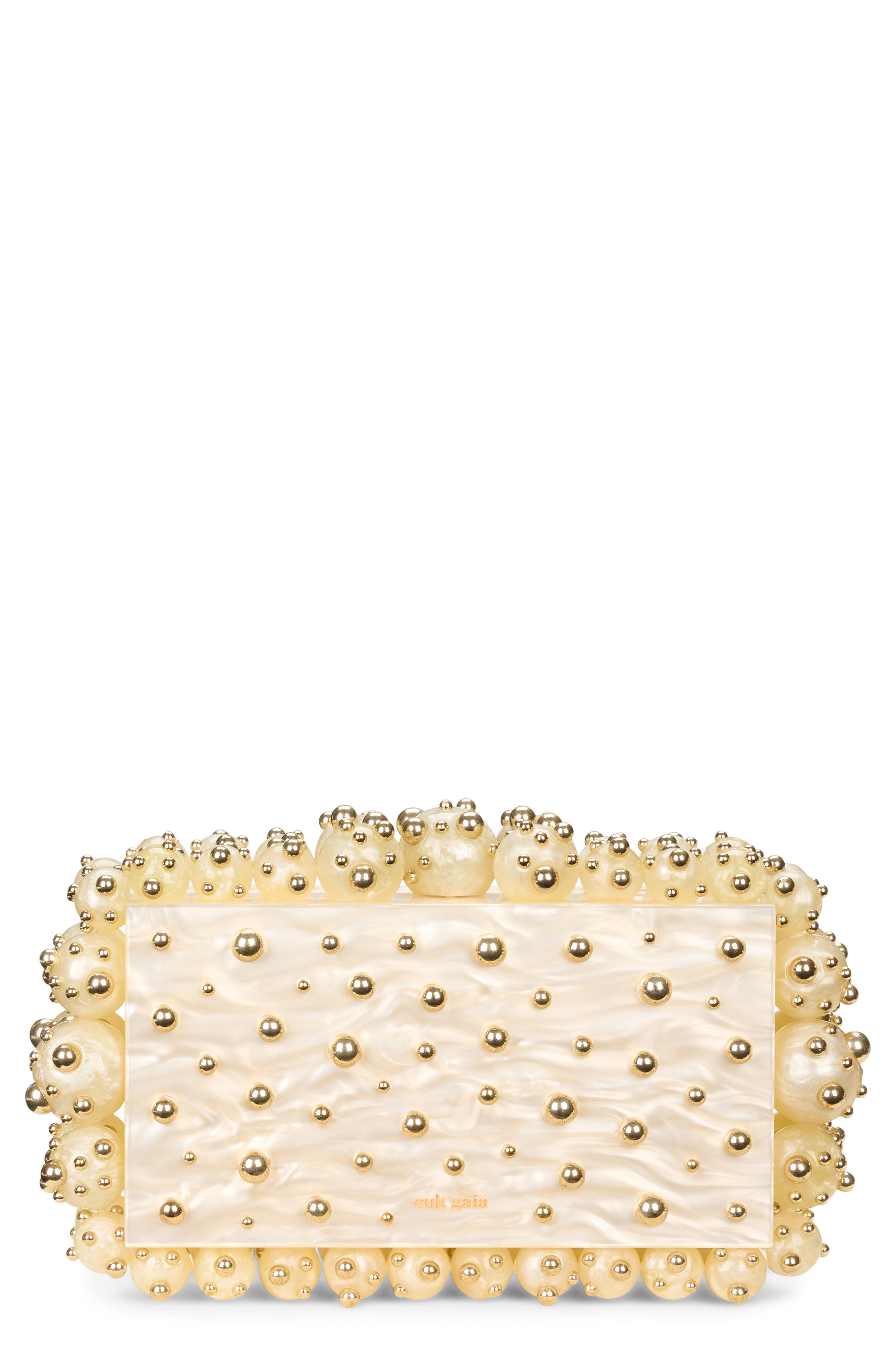 Cult Gaia Eos Beaded Acrylic Box Clutch, Main, color, 