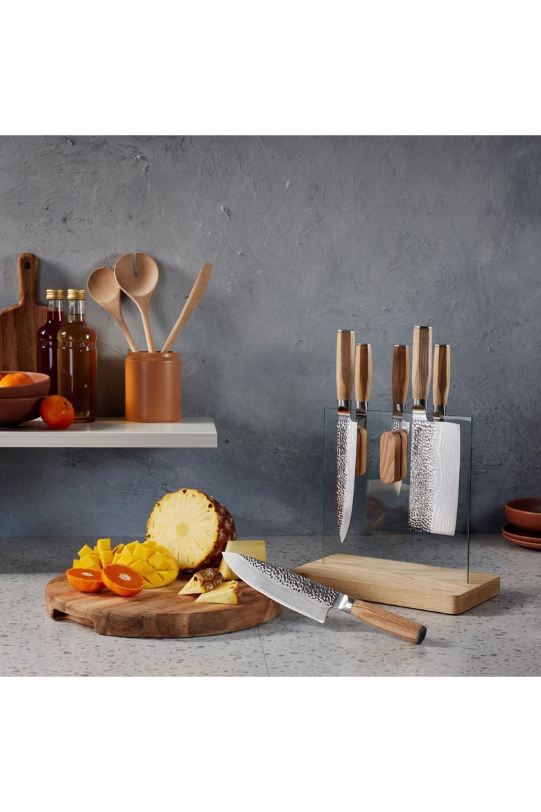 Damashiro EMPEROR® Hikari Ash 7-Piece knife block, Alternate, color, Silver
