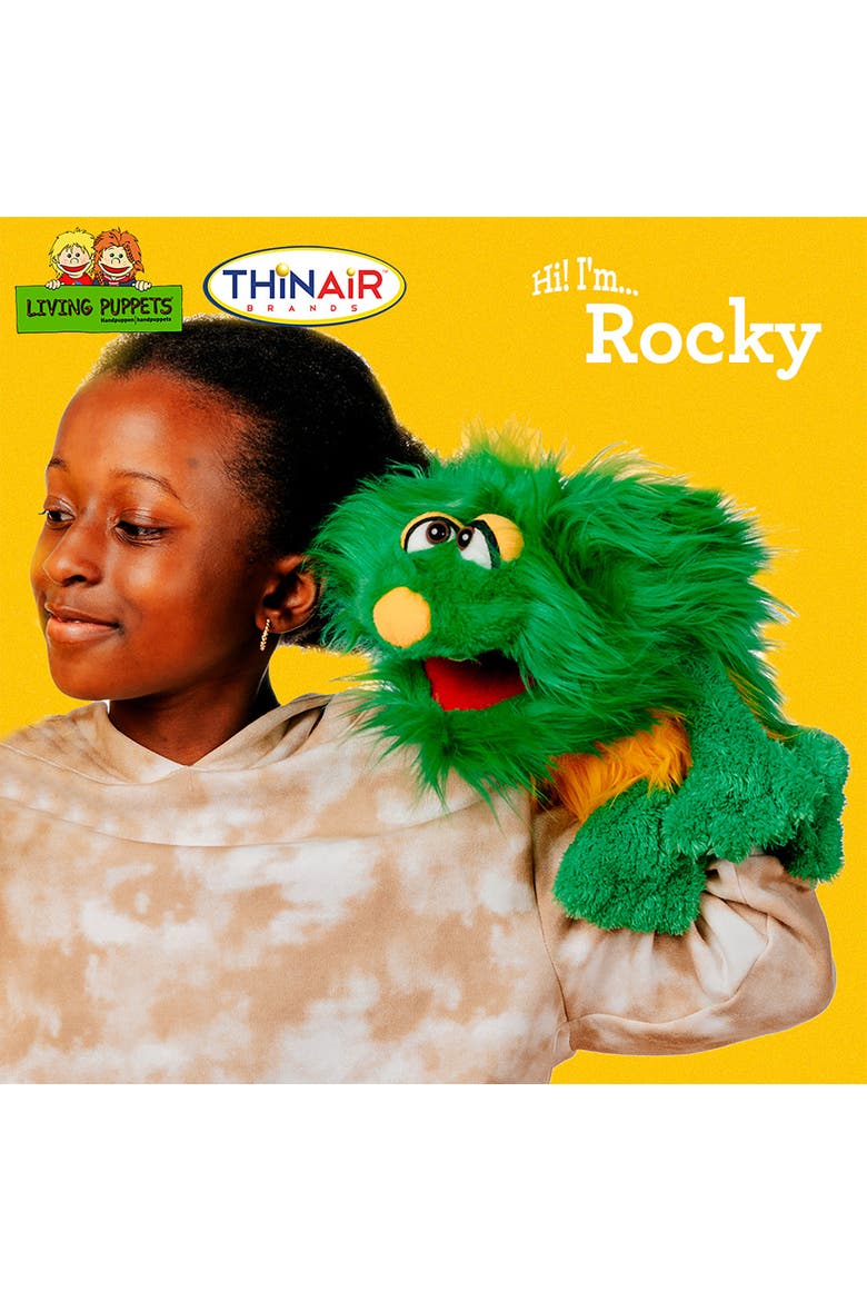 Rocky The Green Friendly Monster 16 Inch Plush Hand Puppet, Alternate, color, Green