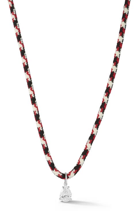 Cubic Zirconia Solitaire Cord Pendant Necklace
