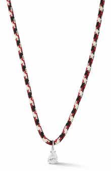 Cubic Zirconia Solitaire Cord Pendant Necklace