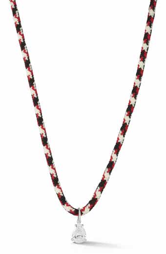 Cubic Zirconia Solitaire Cord Pendant Necklace