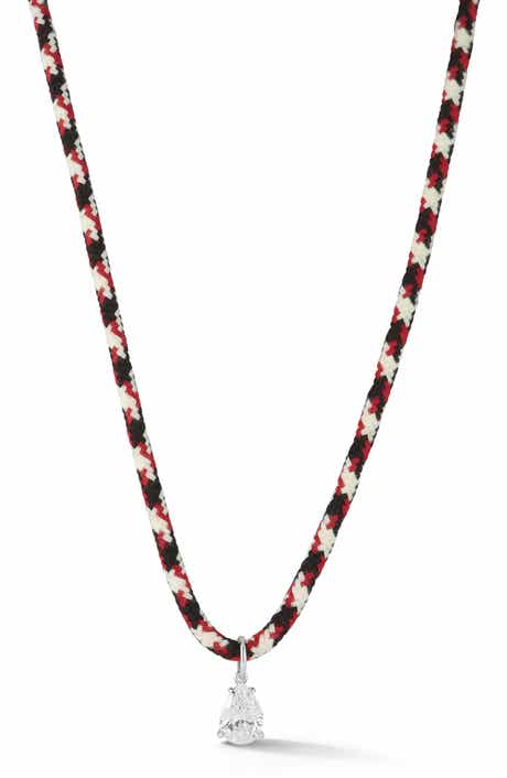Cubic Zirconia Solitaire Cord Pendant Necklace
