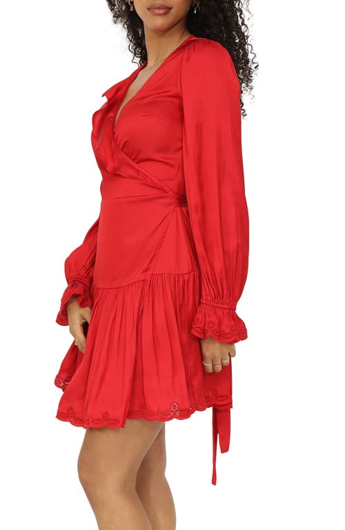 Belle & Bloom Wild Flower Embroidered Wrap Dress In Red
