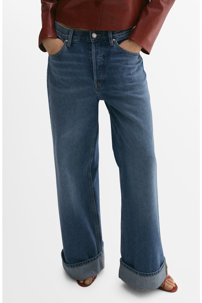 Cuffed Wide Leg Jeans, Main, color, MEDIUM BLUE