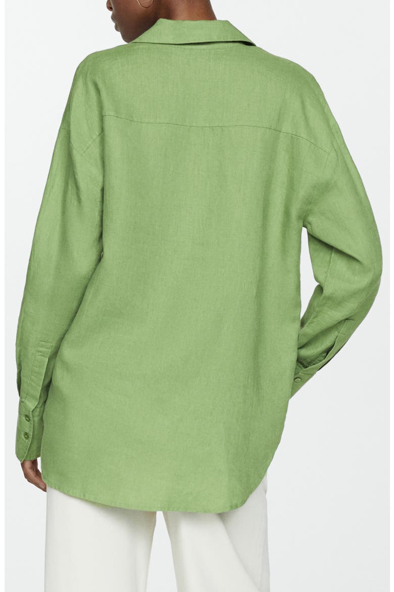 Button-Up Linen Shirt, Alternate, color, GREEN
