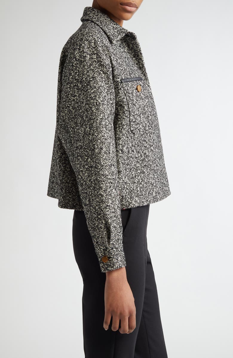 Max Mara Demien Wool Blend Tweed Jacket, Alternate, color, Black White