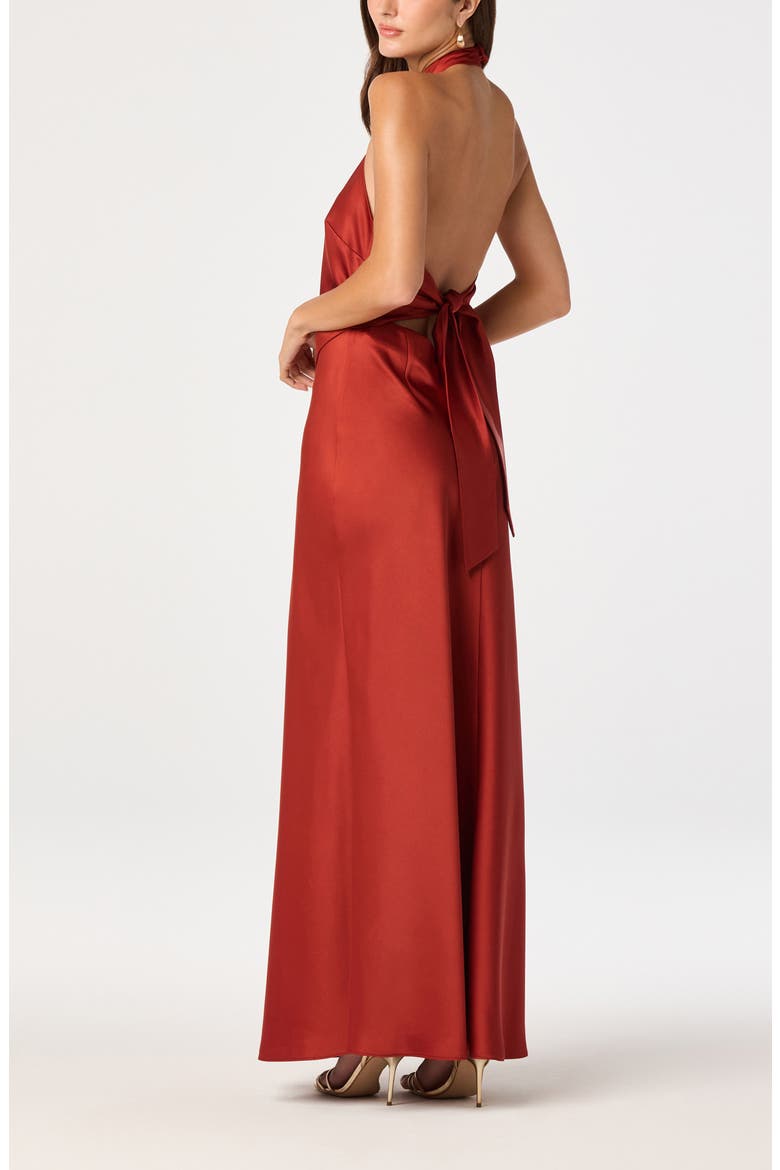 Viridiana Halter Neck Gown, Alternate, color, SIENNA