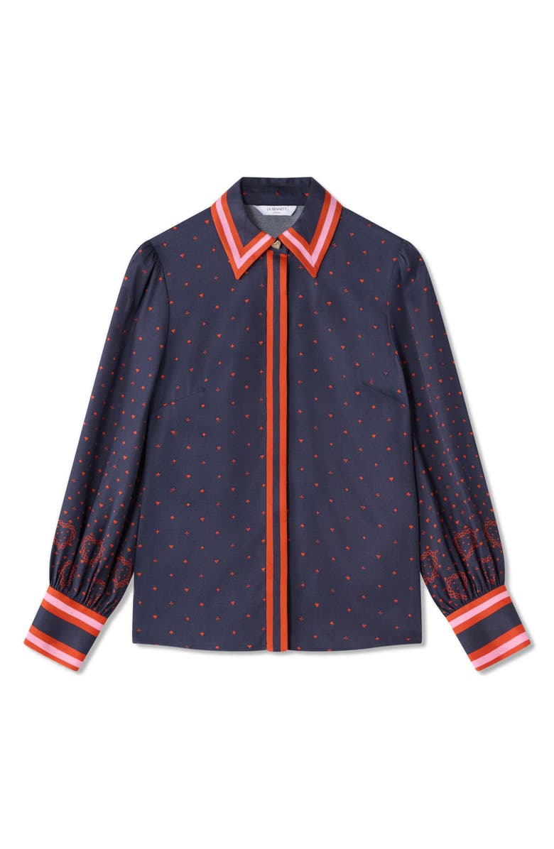 LK Bennett Honey Playing Cards Shirt, Alternate, color, Navy Multi