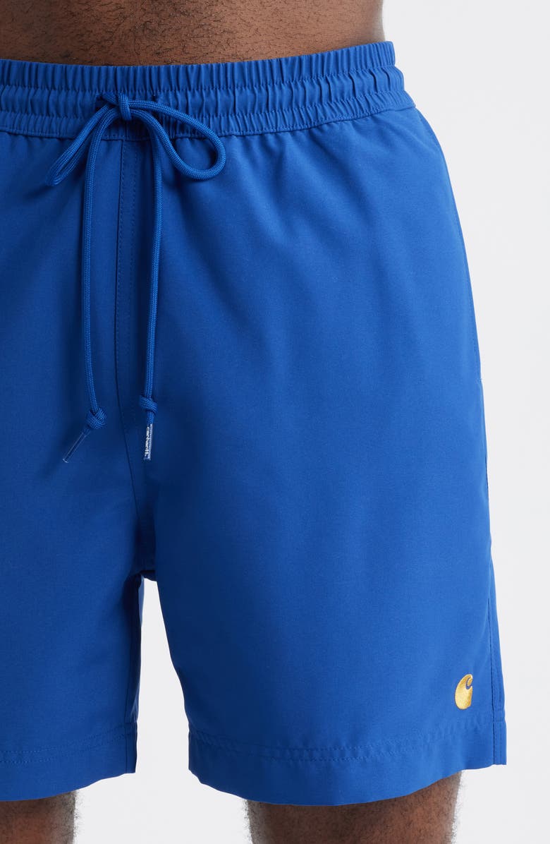 Carhartt Work In Progress Chase Swim Trunks, Alternate, color, Wolfsbane / Gold