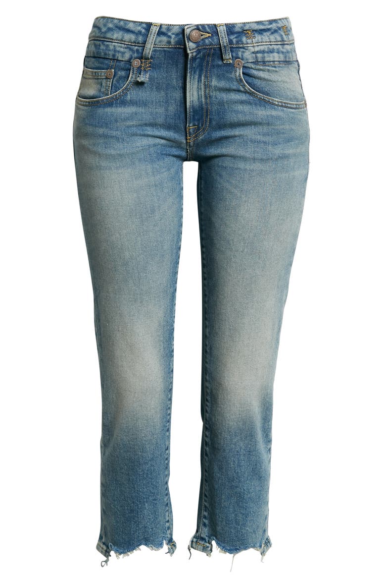 Chewed Hem Crop Straight Leg Jeans, Alternate, color, JASPER STRETCH