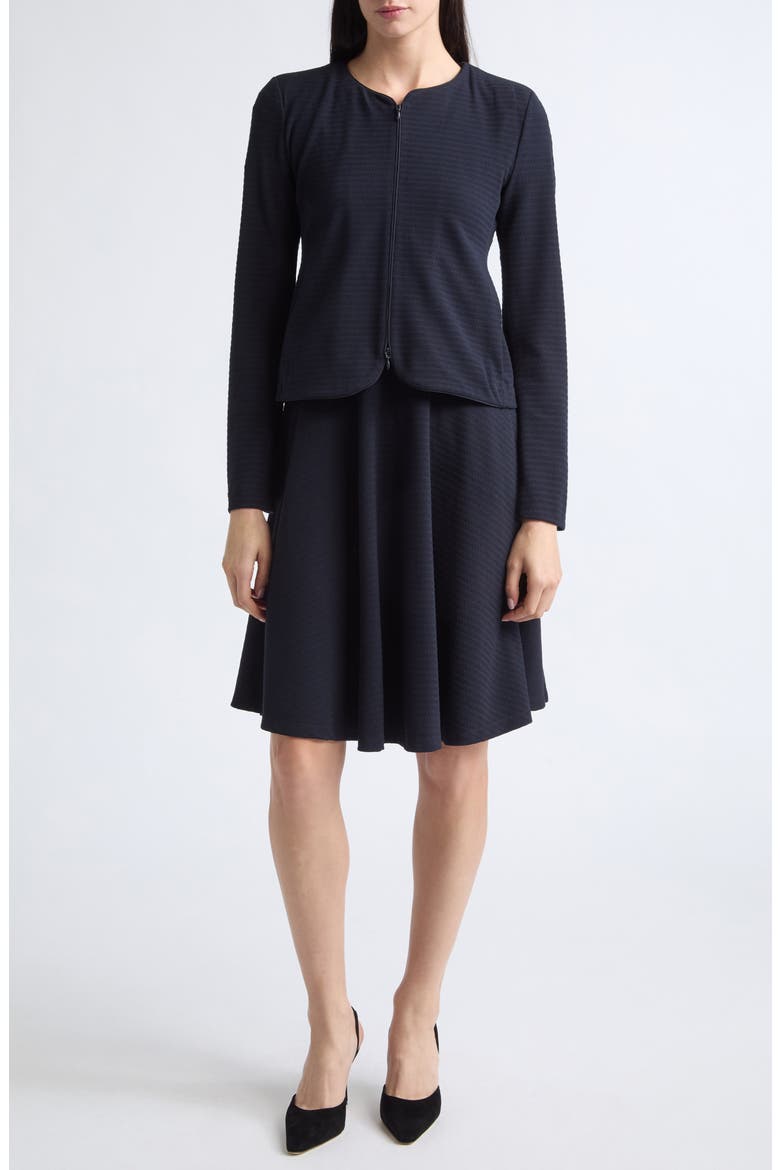 Zip Front Collarless Jacket, Alternate, color, NAVY