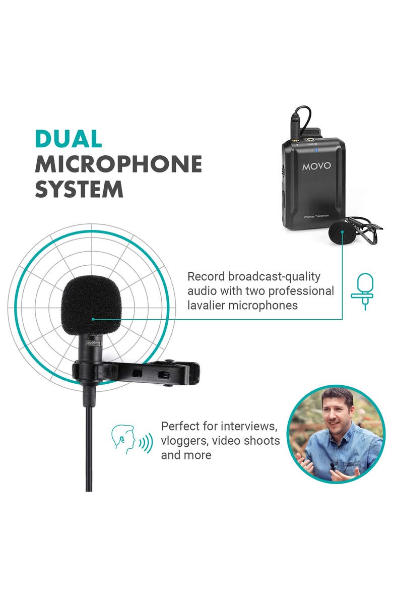 Edge-OP-Duo Dual Wireless Lavalier Microphone for Osmo Pocket 1 and 2, Alternate, color, Black