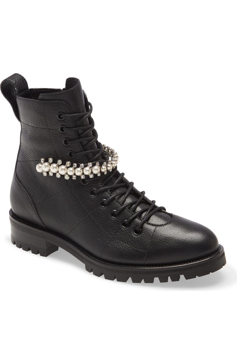 Jimmy Choo Cruz Embellished Combat Boot, Main, color,