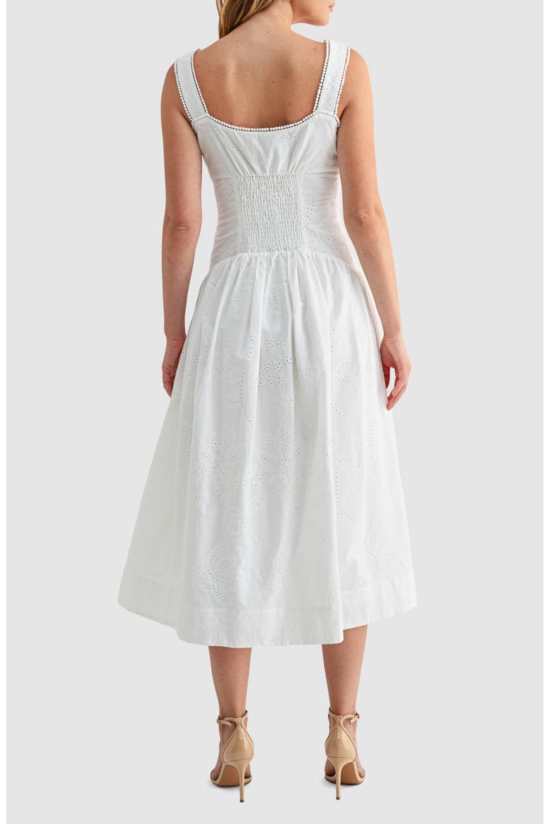 Cotton Eyelet Midi Dress, Alternate, color, WHITE