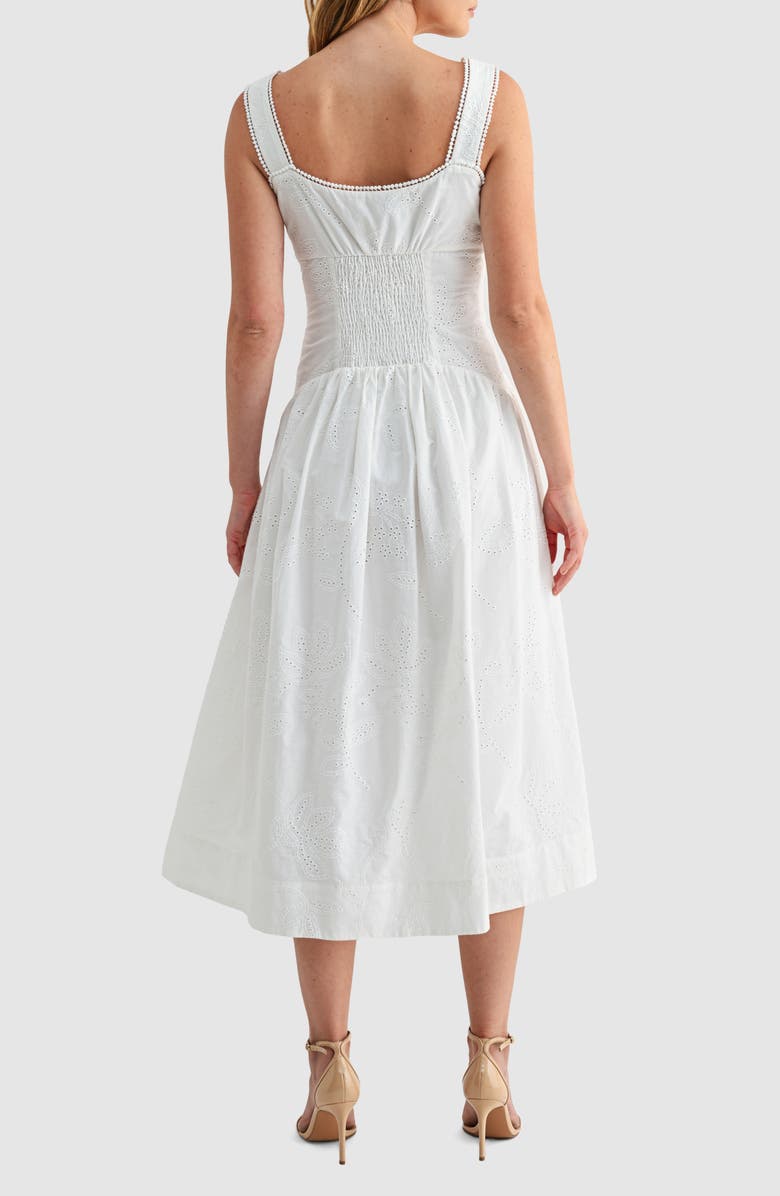Mila Mae Cotton Eyelet Midi Dress, Alternate, color, White