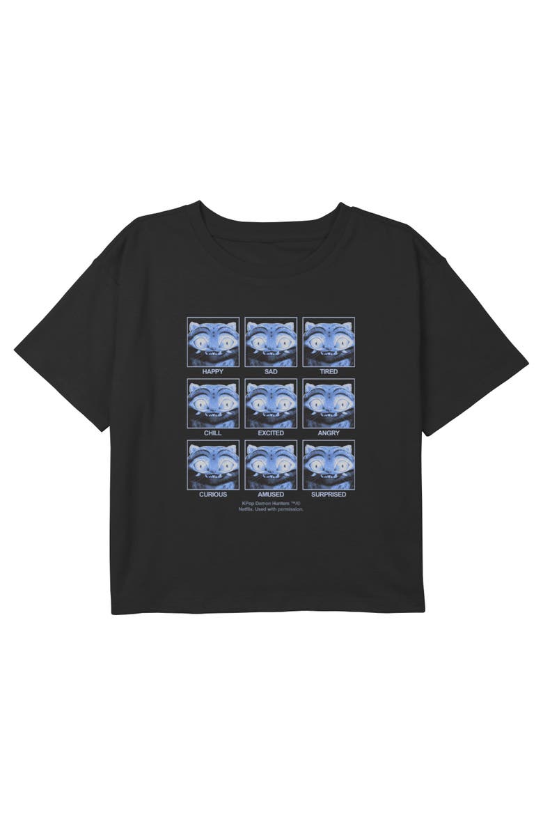 Girl's Kpop Demon Hunters The Moods of Derpy  Graphic T-Shirt, Main, color, Black