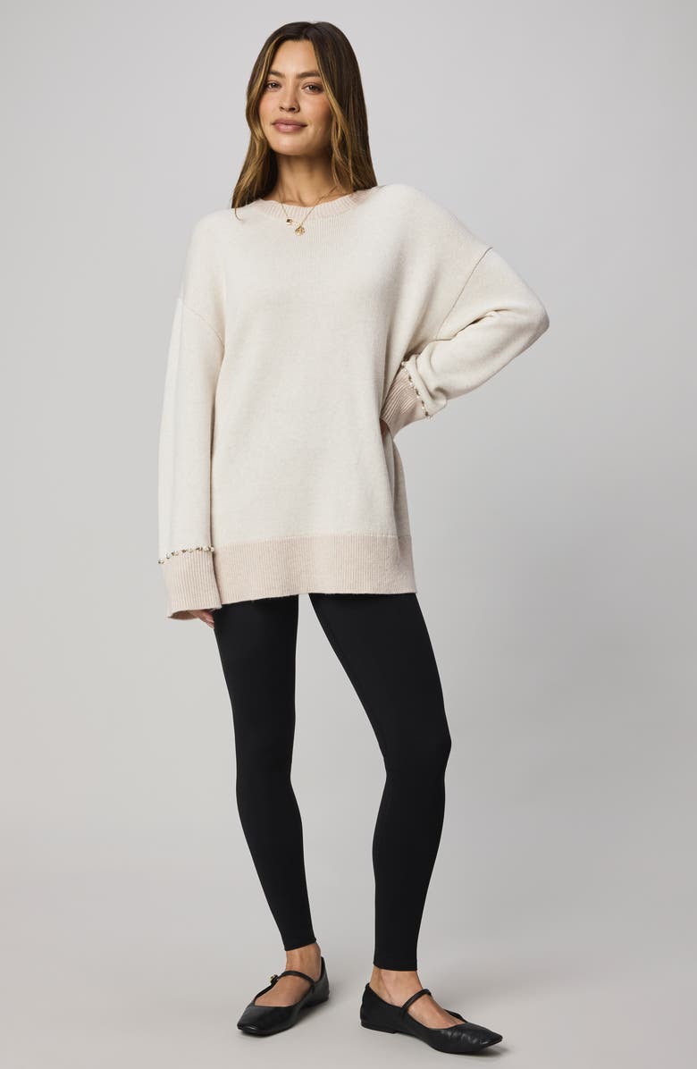 Splendid Montana Crewneck Tunic Sweater, Alternate, color, Pale Oak Heather White
