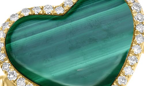 Effy 14k Yellow Gold, Malachite & Diamond Heart Ring In Green