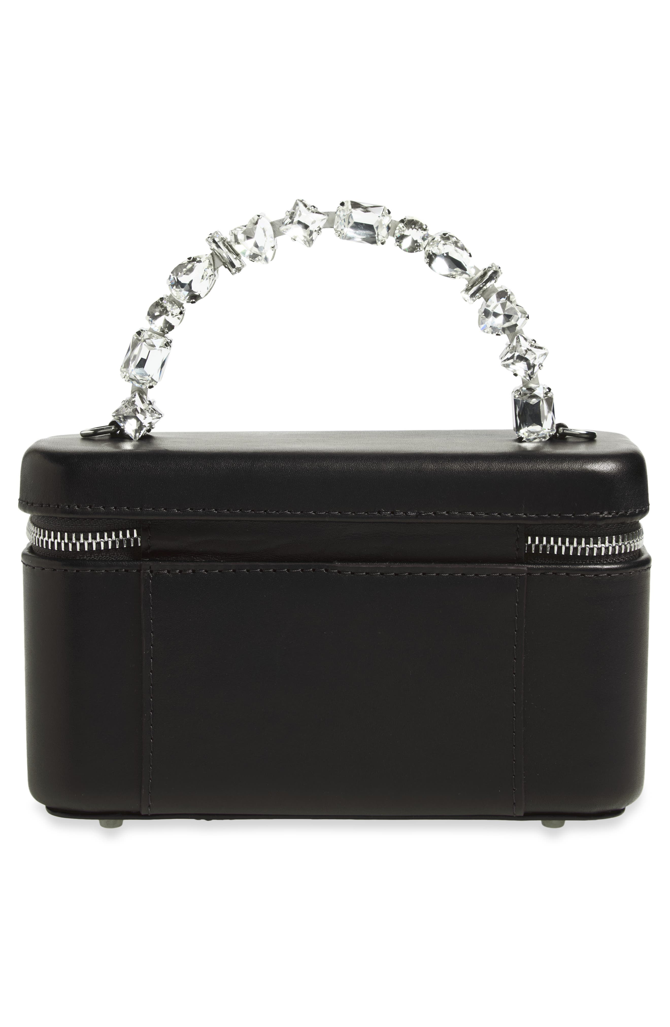 Taliya Leather Vanity Case Bag, Alternate, color, BLACK