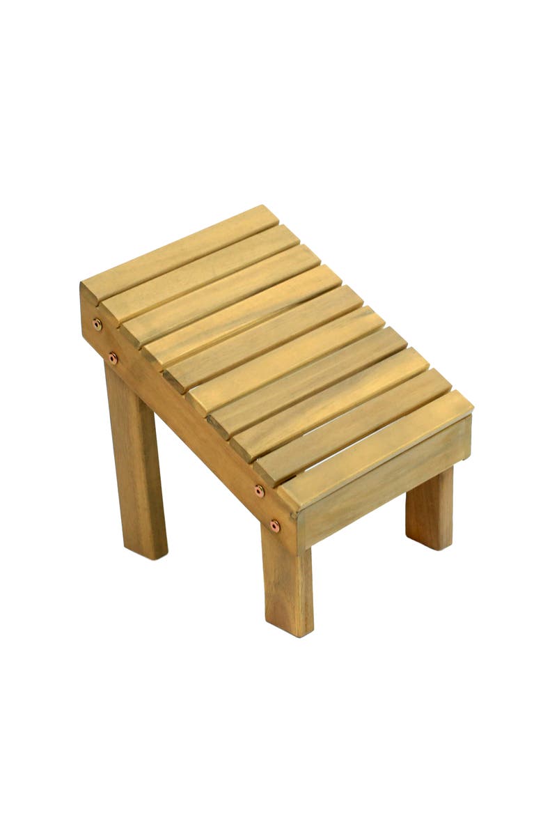 Saru Minimalist Solid Acacia Wood Shower Foot Rest for Shaving Legs, Water-Resistant Slanted Spa Stool for Inside Shower, Main, color, Light Teak