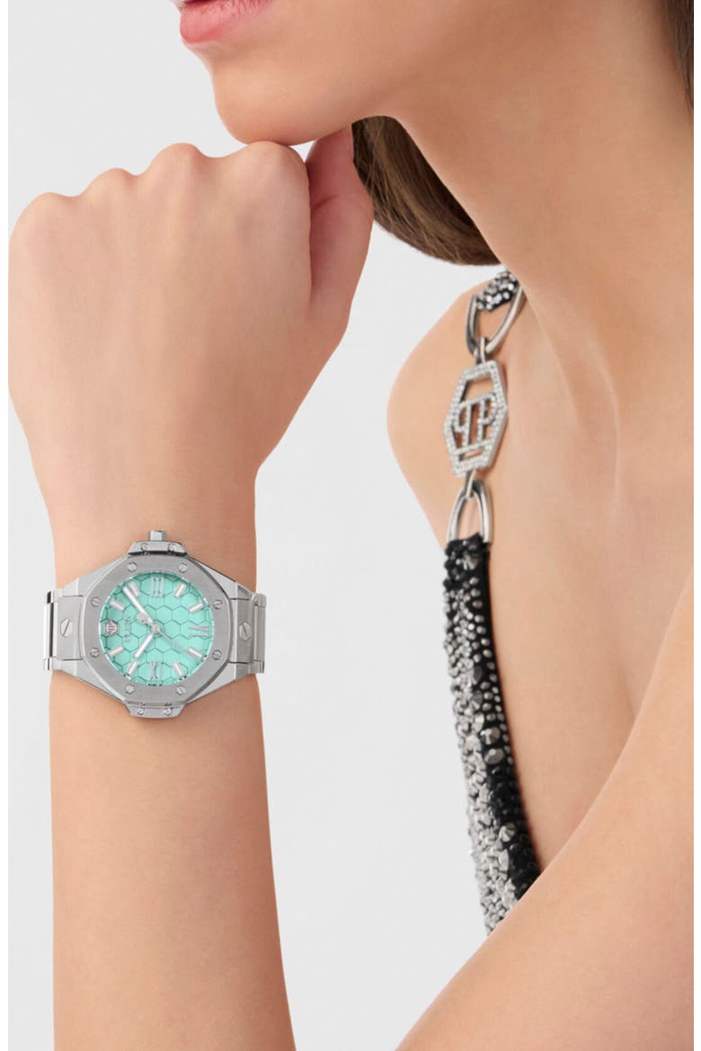 Plein Lady Royal Bracelet Watch, 39mm, Alternate, color, STAINLESS STEEL