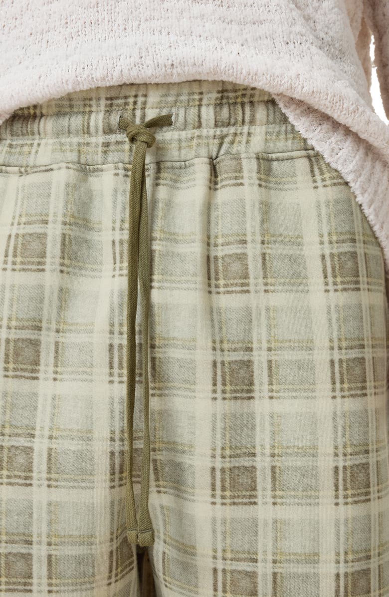 AllSaints Benji Plaid Sweat Shorts, Alternate, color, Dusty Light Brown