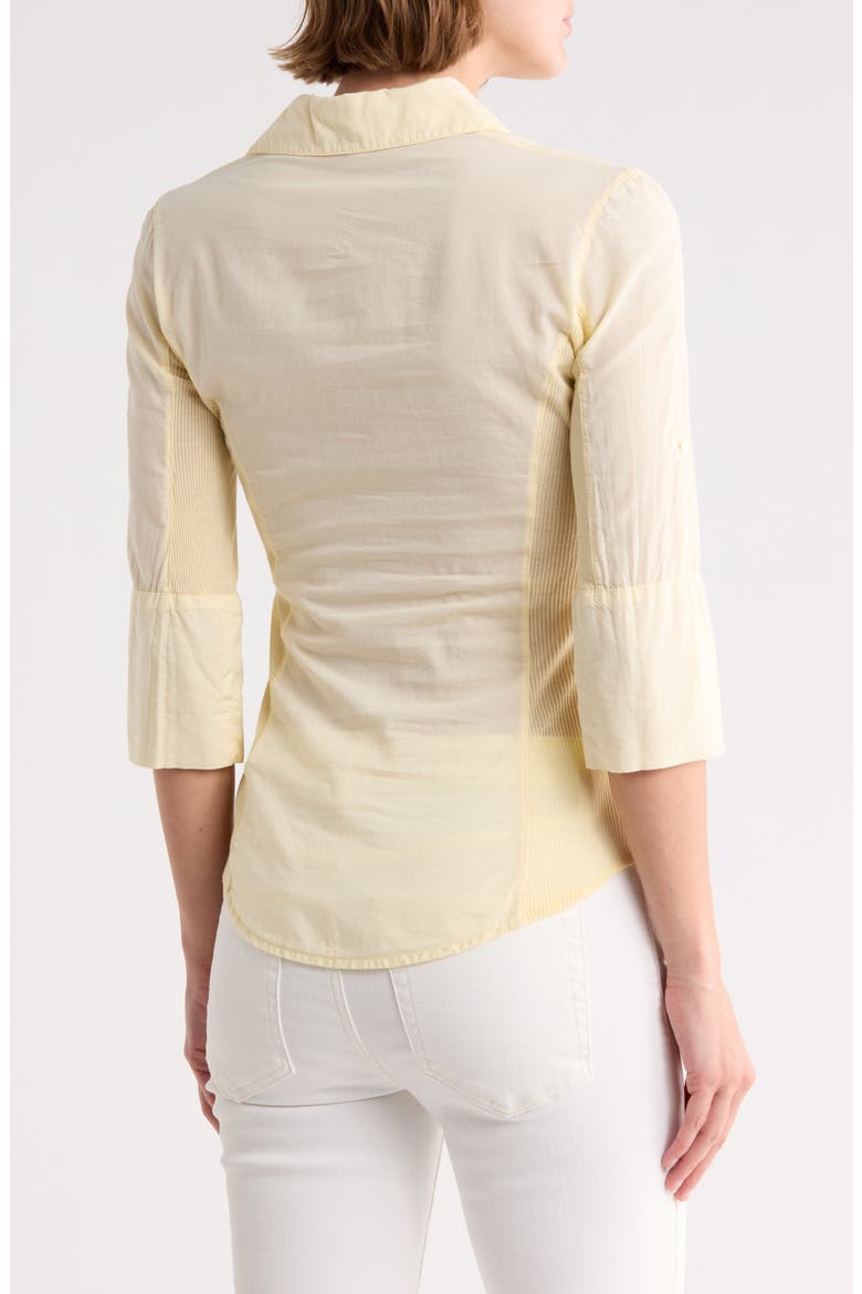 Three-Quarter Sleeve Button-Up Shirt, Alternate, color, NAPLES YELLOW