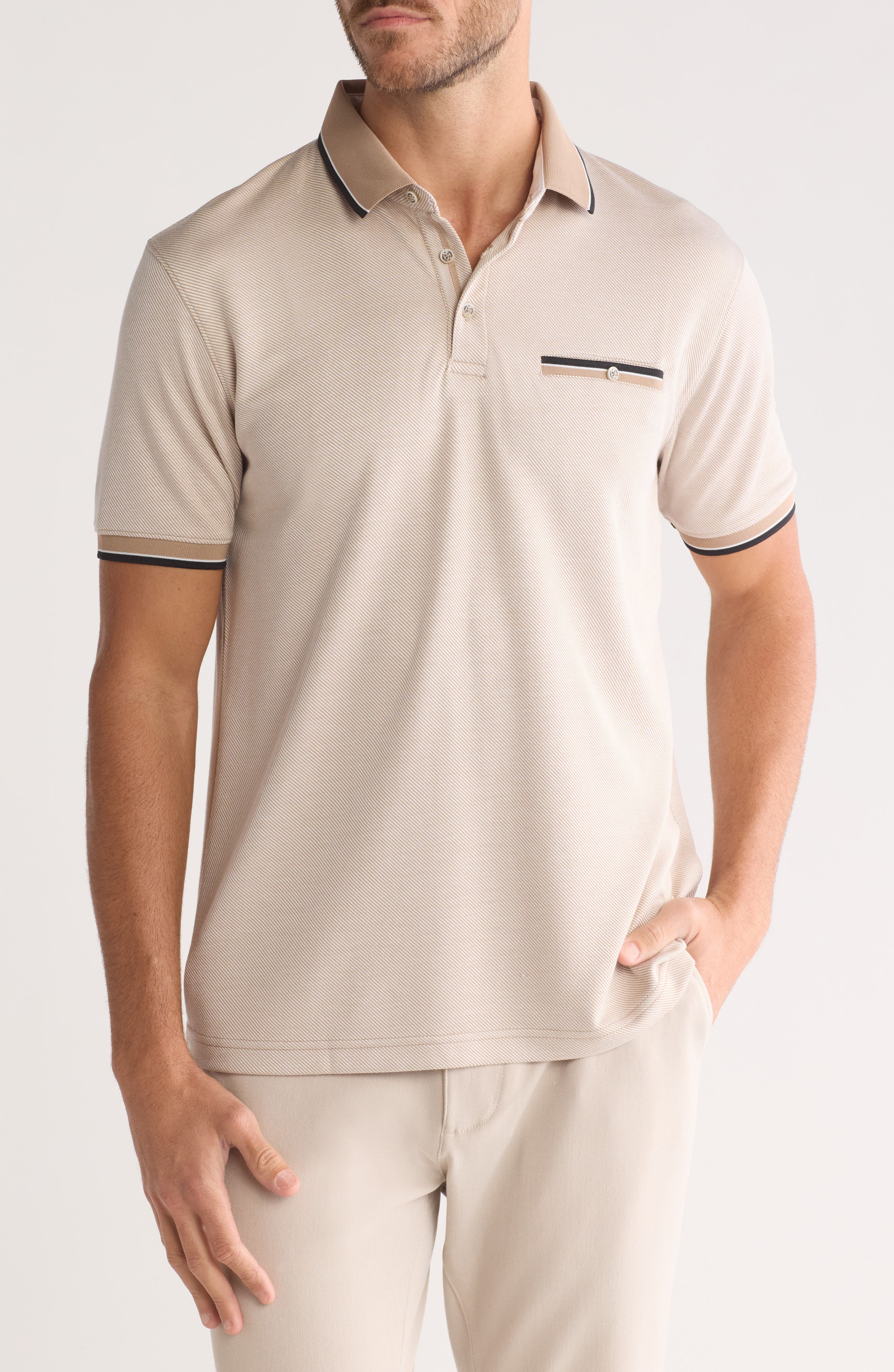 Cactus Man Stretch Solid Tipped Polo