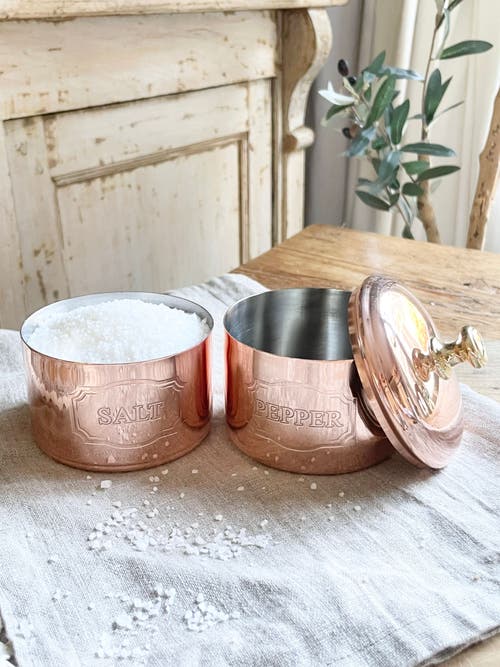 Coppermill Kitchen Vintage Inspired Salt & Pepper Cellar In Copper