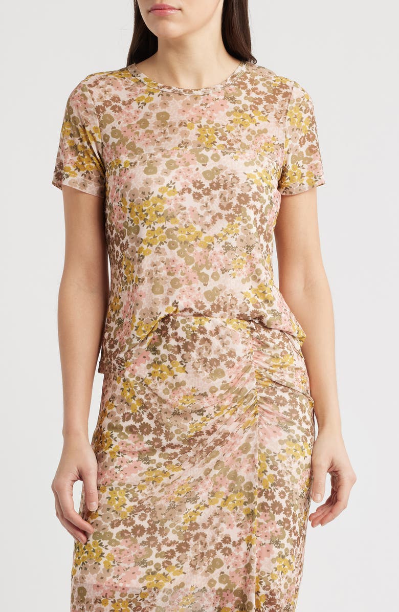 CITY BLUES Floral Crewneck T-Shirt, Main, color, Dijon/ Conch