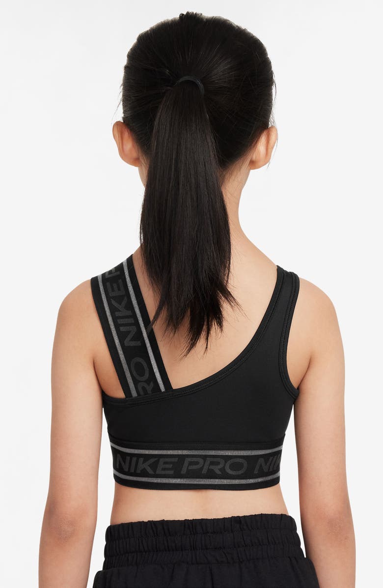 Nike Kids' Pro Swoosh Dri-FIT Asymmetric Sports Bra, Alternate, color, 