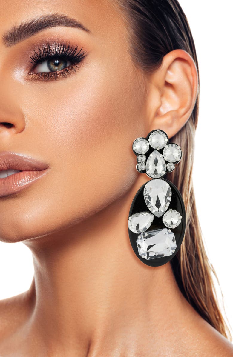 SPHERA MILANO Mixed Crystal & Resin Drop Earrings, Alternate, color, Silver