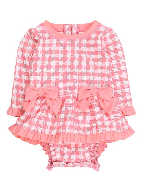 UPF50+ Long Sleeve One Piece Bow Peplum Rash Guard Swimsuit (Baby)