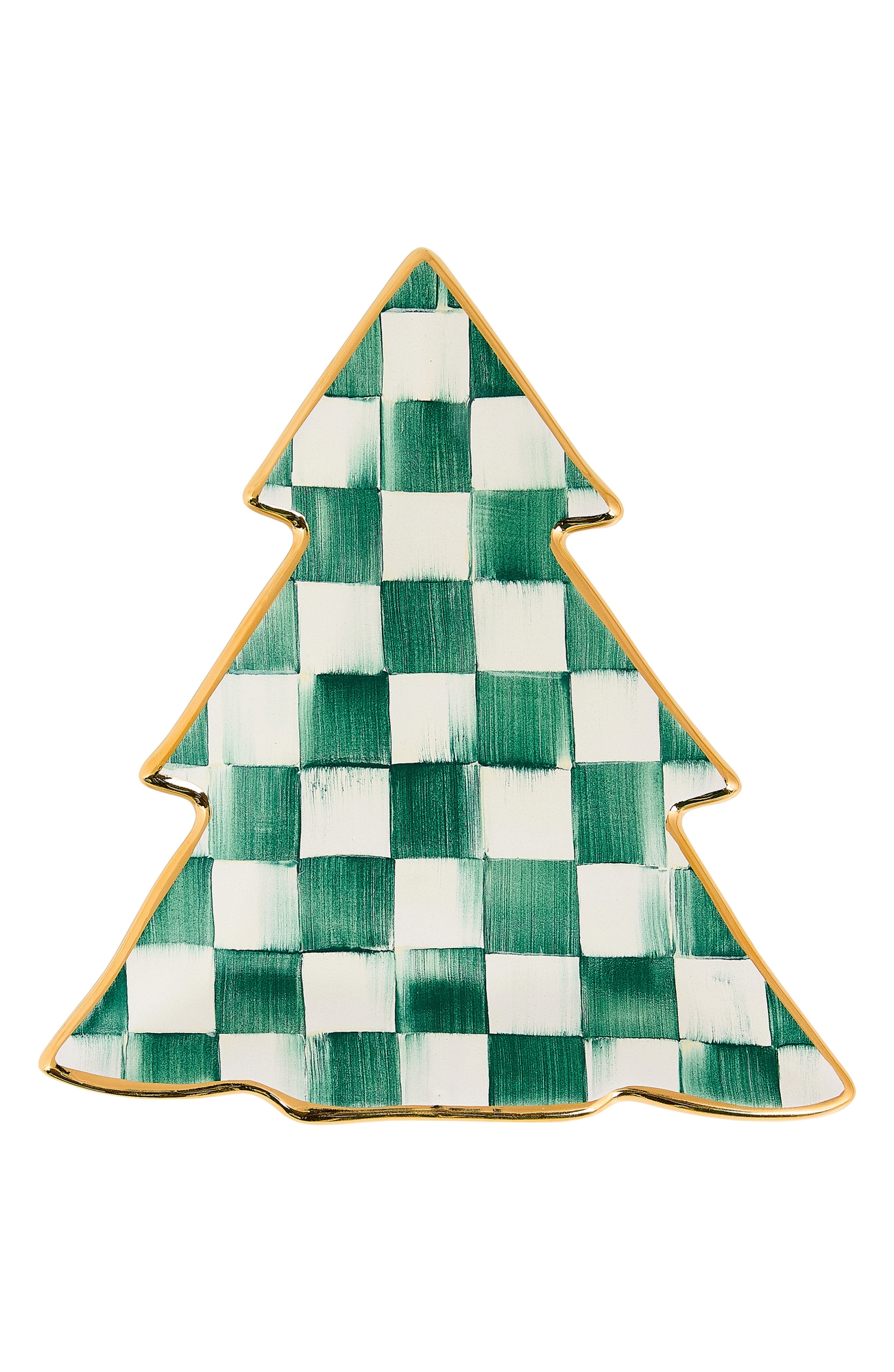 MACKENZIE CHILDS Spruce Check Tree Dish - Green