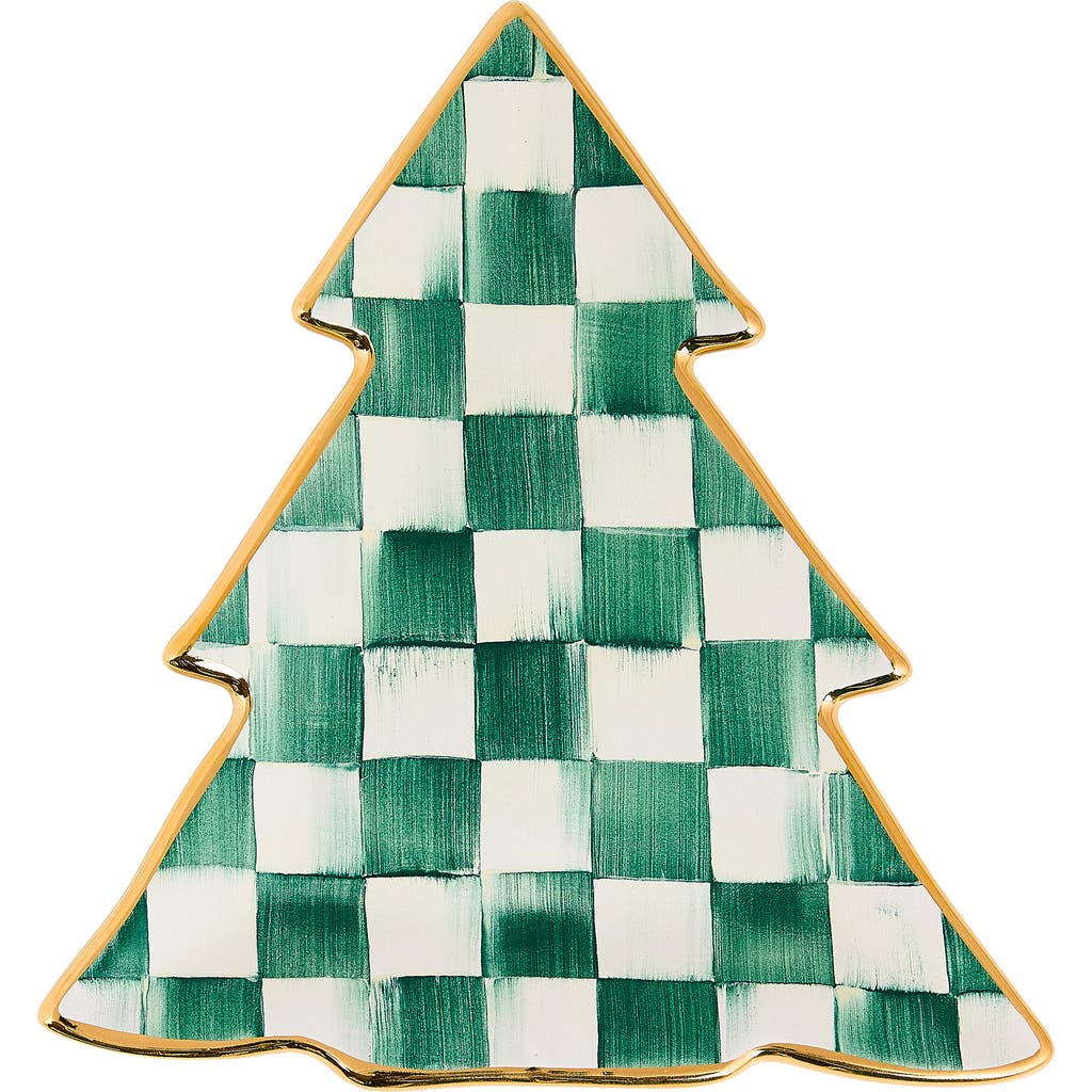Mackenzie-childs Mackenzie Childs Spruce Check Tree Dish In Green