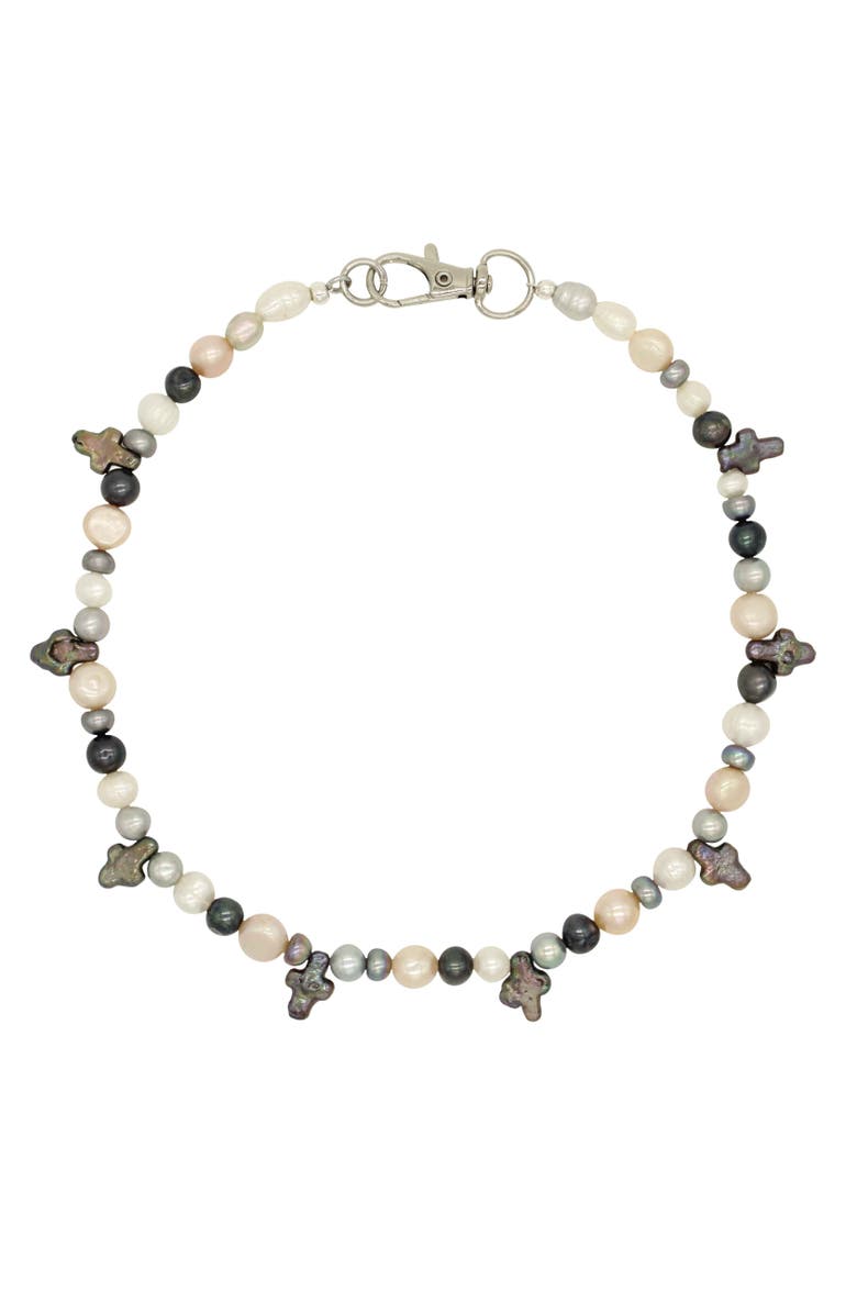 Velvet Luna Mini Pearl Cross Necklace, Main, color, Multi Colored
