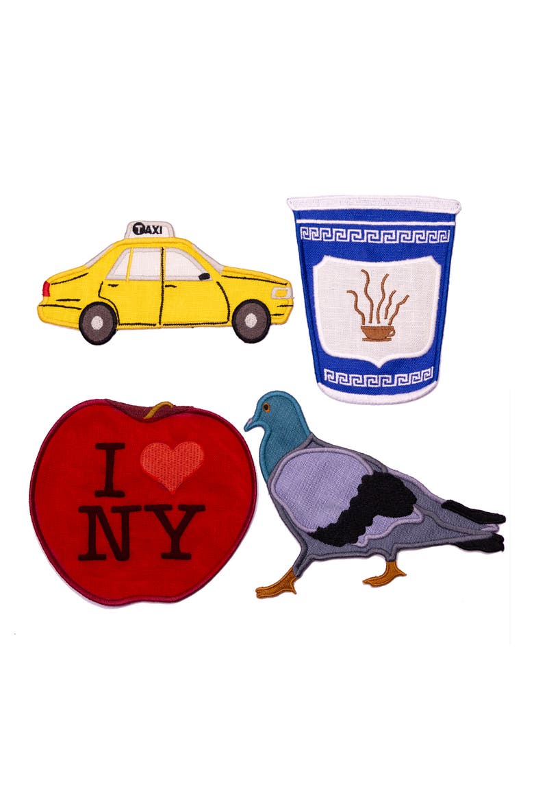New York Set of 4 Assorted Linen Cocktail Napkins, Main, color, LIGHT BLUE