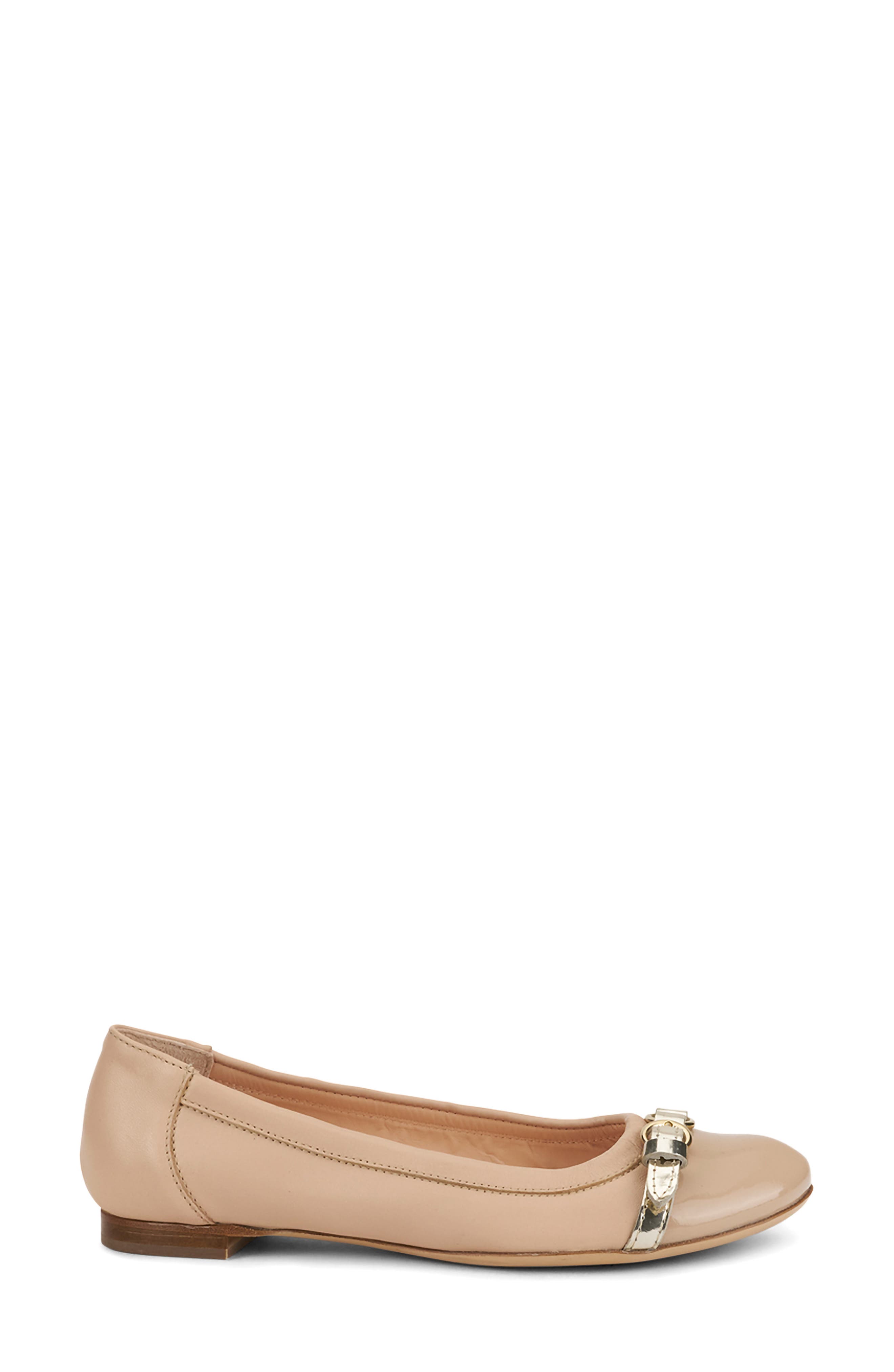 Monika Cap Toe Ballet Flat, Alternate, color, BASI-GHIB-GOLD