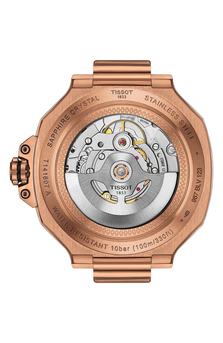 Tissot T-Race Powermatic 80 Silicone Strap Watch, 41mm, Alternate, color, Black