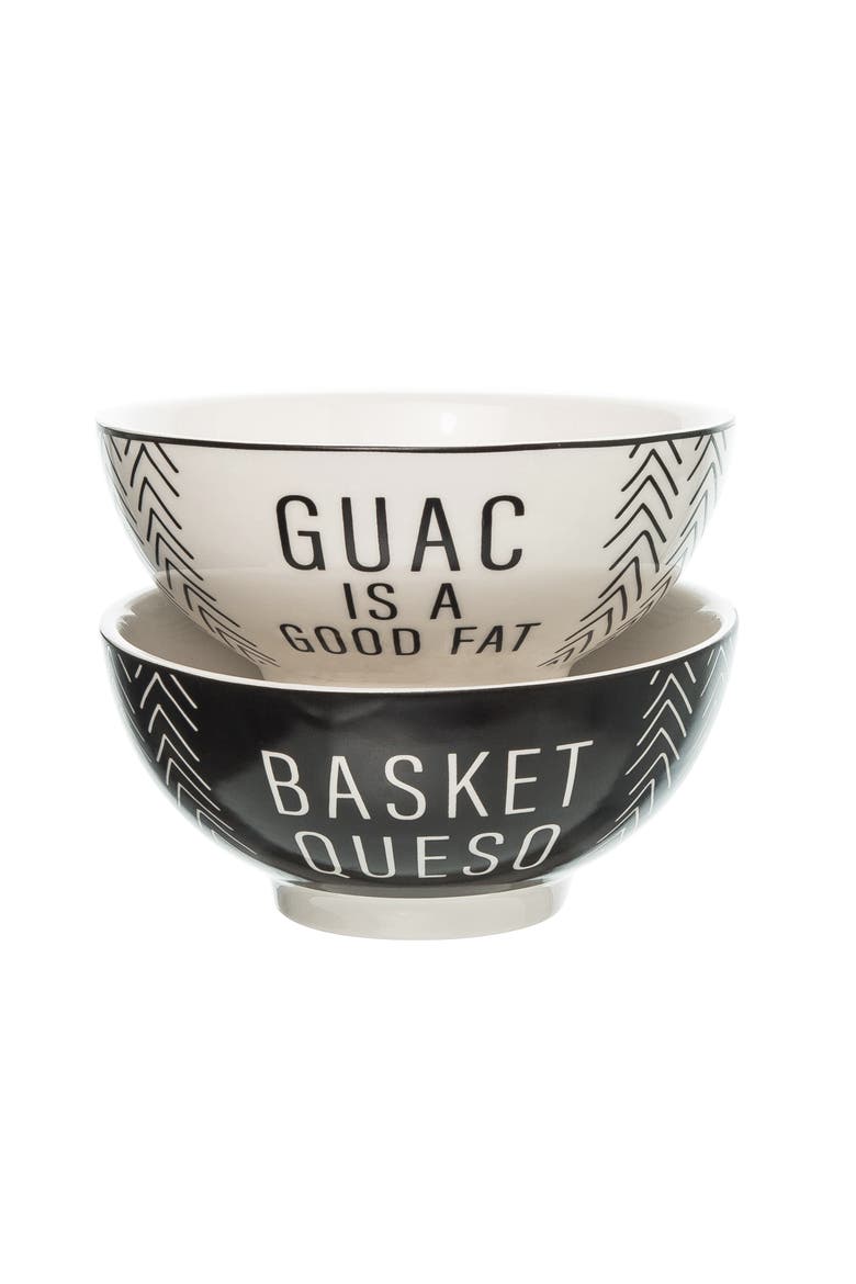Queso/Guac Bowls Set of 2 Ceramic Black, Main, color, Black