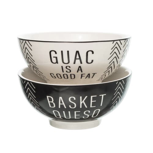 Totalee Gift Queso/guac Bowls Set Of 2 Ceramic Black