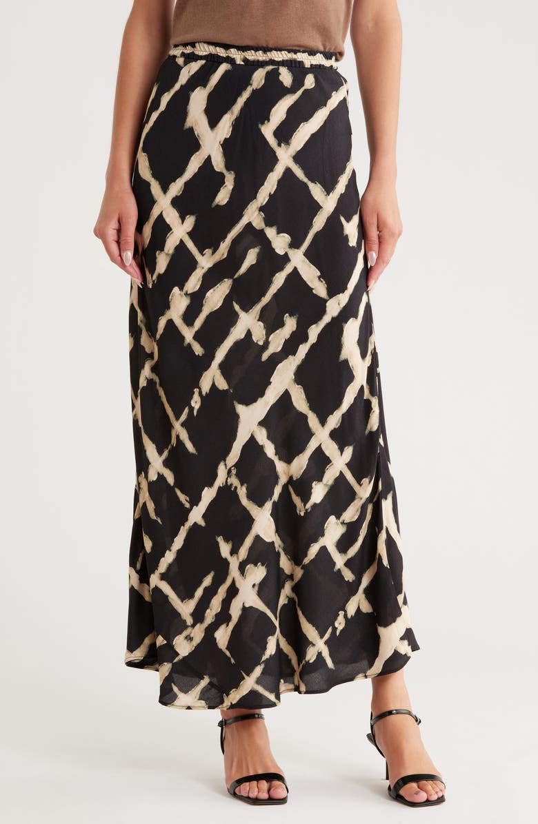 JASON WU Flowy Pull-On Maxi Skirt, Main, color, Black/ Tan Lattice