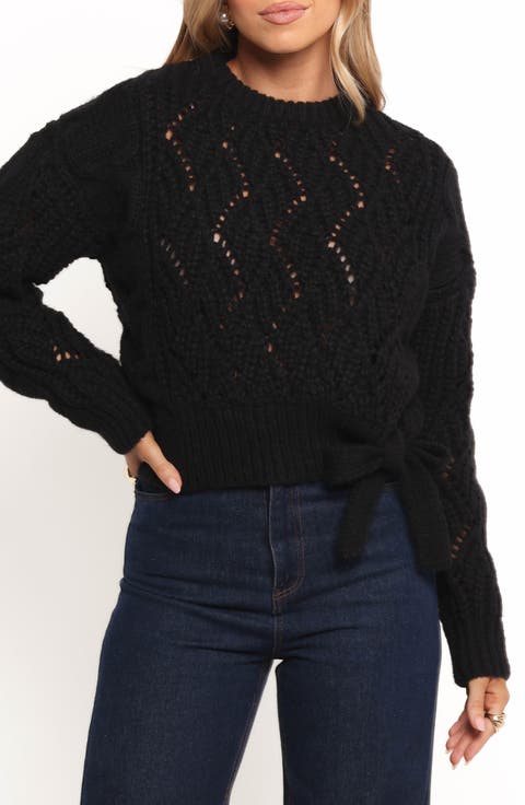Birdie Open Stitch Side Tie Sweater